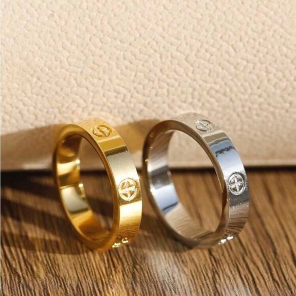 Gold Plated Stainless Steel Gold Minimalist Love Ring - Picture 3 of 3